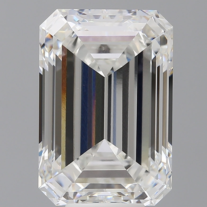 9.59 Carat Emerald Shaped, Ideal Cut, F Color, VVS2 Clarity, IGI Certified Lab Grown Diamond