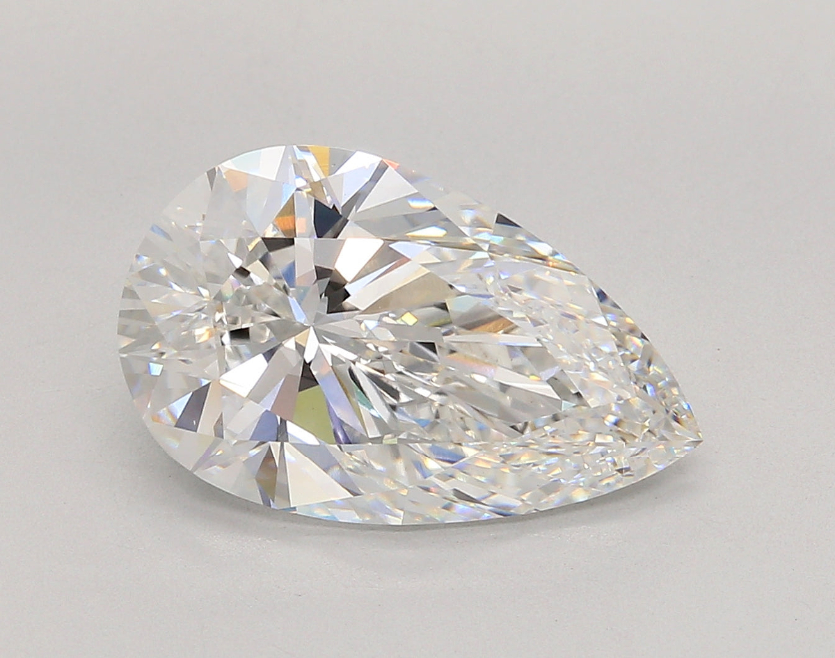 6.02 Carat Pear Shaped, Ideal Cut, E Color, VS1 Clarity, IGI Certified Lab Grown Diamond