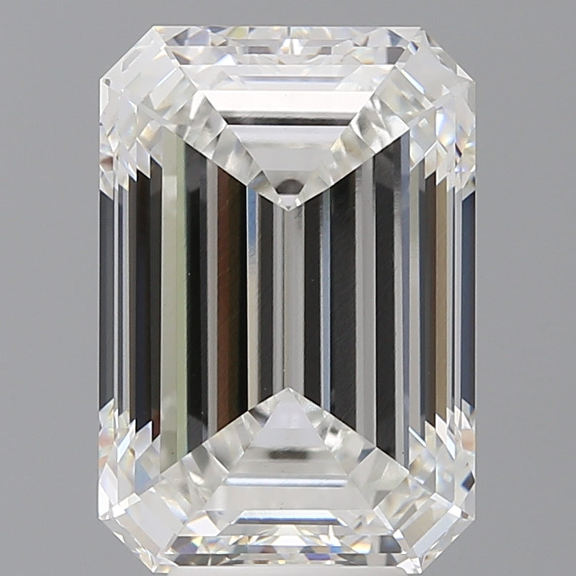 7.58 Carat Emerald Shaped, Ideal Cut, F Color, VVS2 Clarity, IGI Certified Lab Grown Diamond