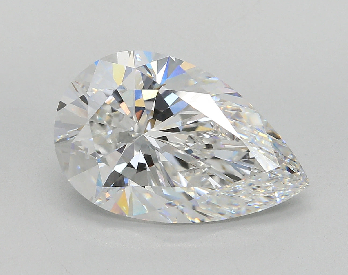 6.55 Carat Pear Shaped, Ideal Cut, E Color, VVS2 Clarity, IGI Certified Lab Grown Diamond