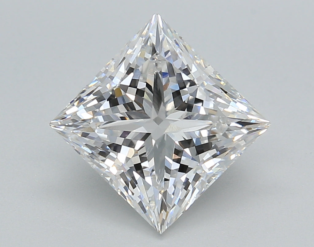 3.02 Carat Princess Shaped, Ideal Cut, D Color, VS1 Clarity, IGI Certified Lab Grown Diamond