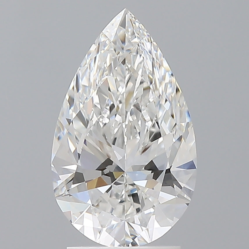 2.56 Carat Pear Shaped, Ideal Cut, E Color, VVS2 Clarity, IGI Certified Lab Grown Diamond