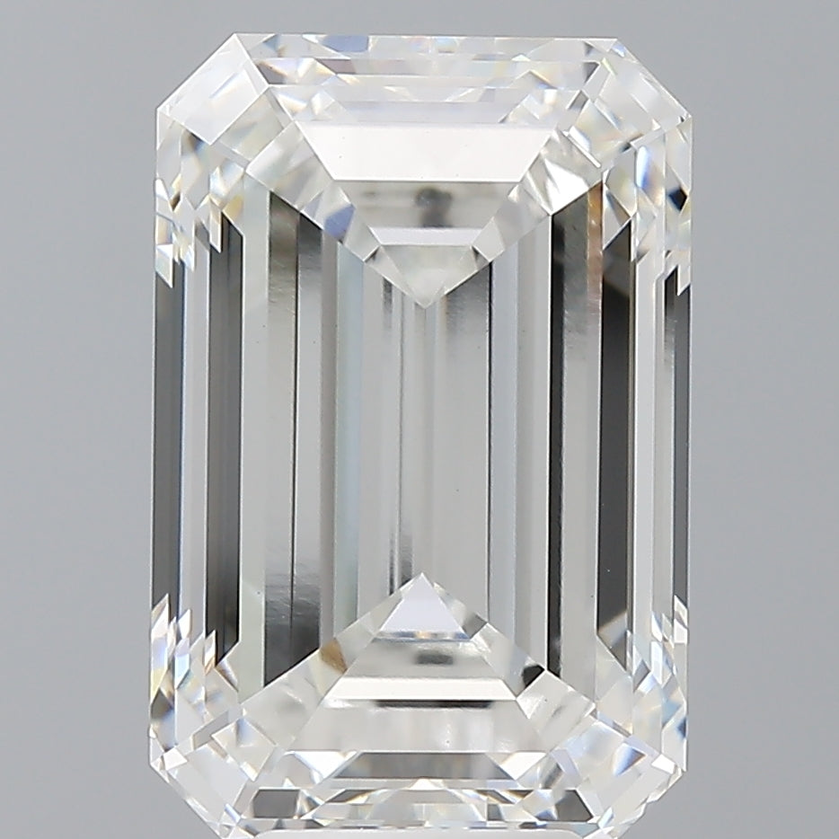7.58 Carat Emerald Shaped, Ideal Cut, F Color, VVS2 Clarity, IGI Certified Lab Grown Diamond