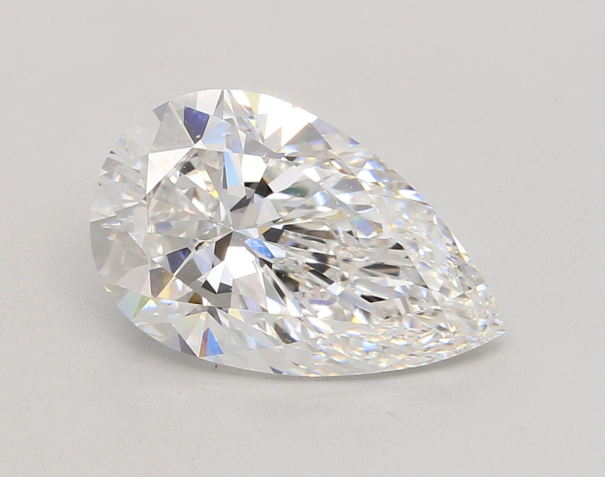 5.05 Carat Pear Shaped, Ideal Cut, D Color, VVS2 Clarity, IGI Certified Lab Grown Diamond