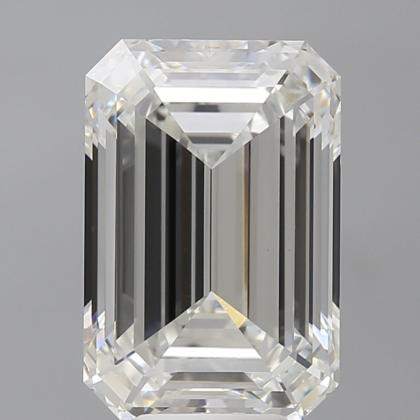 7.55 Carat Emerald Shaped, Ideal Cut, F Color, VVS2 Clarity, IGI Certified Lab Grown Diamond