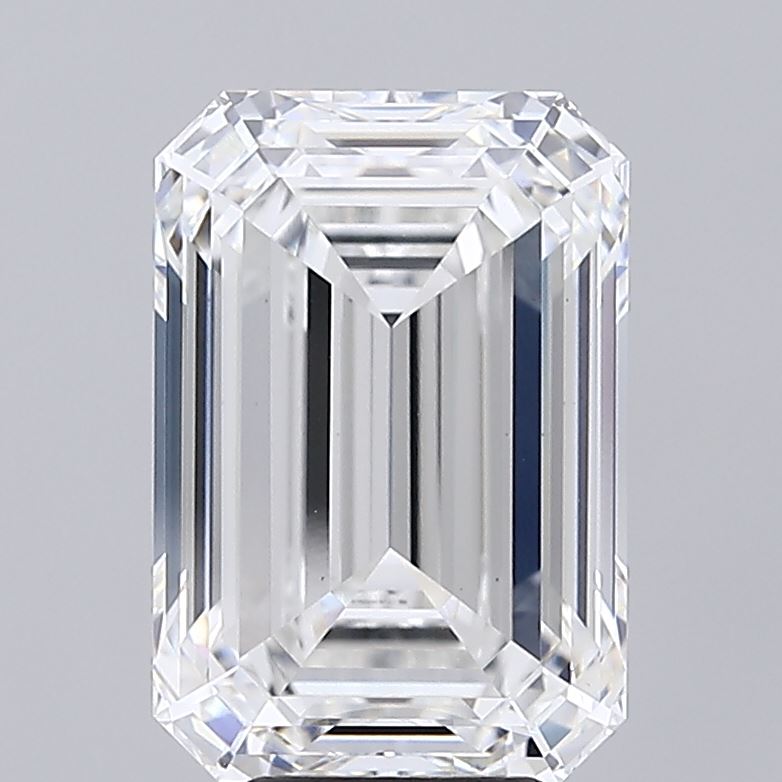 7.19 Carat Emerald Shaped, Ideal Cut, F Color, VVS2 Clarity, IGI Certified Lab Grown Diamond