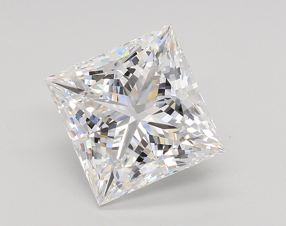 5.08 Carat Princess Shaped, Ideal Cut, E Color, VS1 Clarity, IGI Certified Lab Grown Diamond