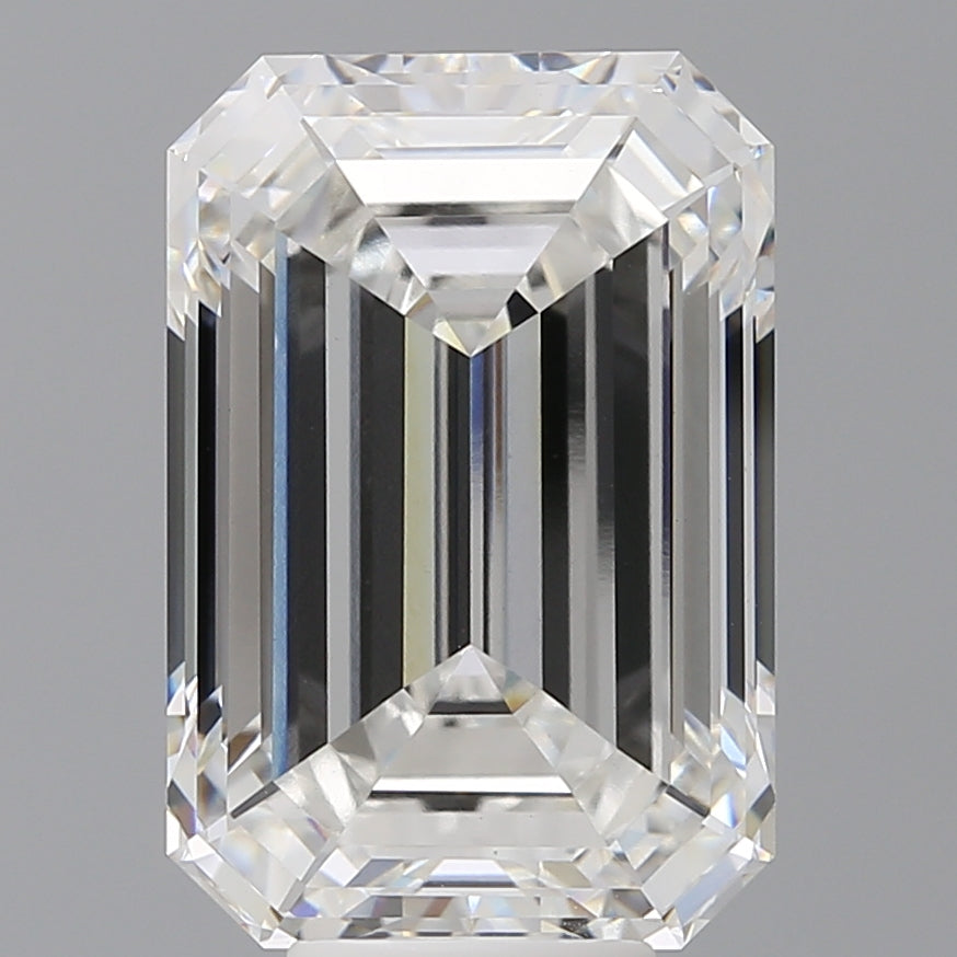 9.02 Carat Emerald Shaped, Ideal Cut, F Color, VVS2 Clarity, IGI Certified Lab Grown Diamond