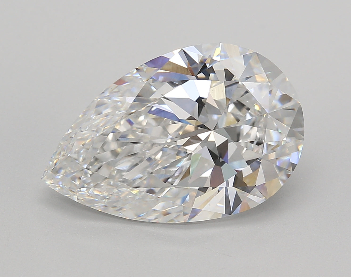 5.68 Carat Pear Shaped, Very Good Cut, D Color, VS1 Clarity, IGI Certified Lab Grown Diamond