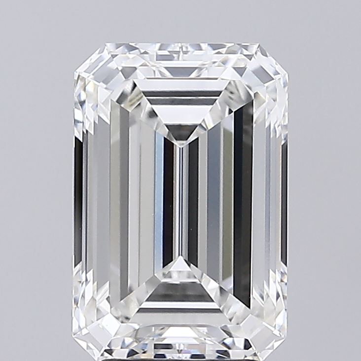 4.00 Carat Emerald Shaped, Ideal Cut, G Color, VVS2 Clarity, IGI Certified Lab Grown Diamond