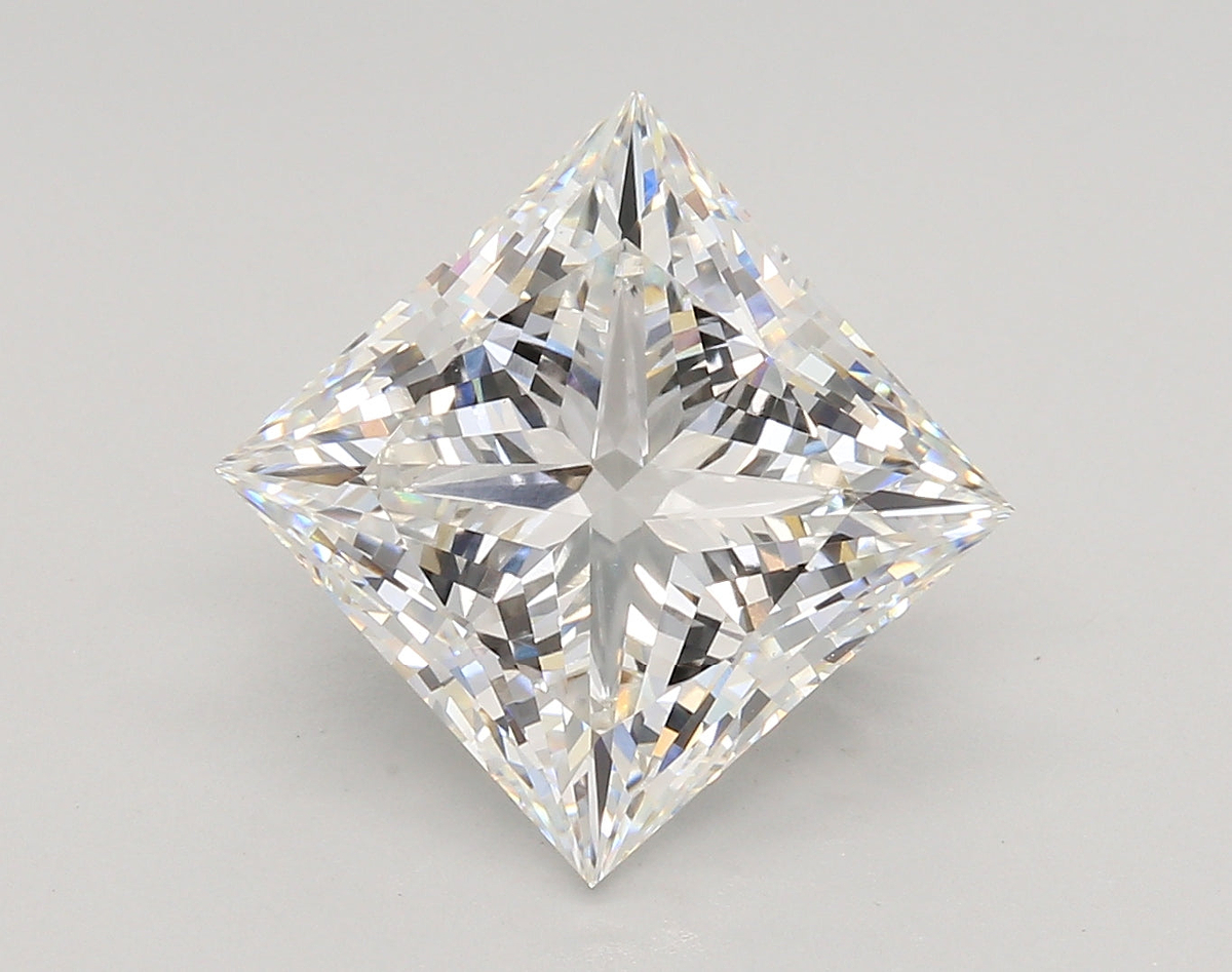 5.60 Carat Princess Shaped, Ideal Cut, F Color, VS1 Clarity, IGI Certified Lab Grown Diamond