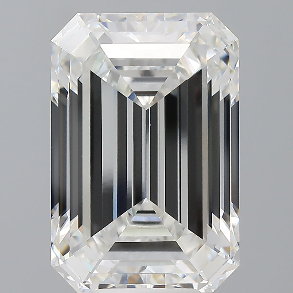 9.08 Carat Emerald Shaped, Ideal Cut, F Color, VVS2 Clarity, IGI Certified Lab Grown Diamond