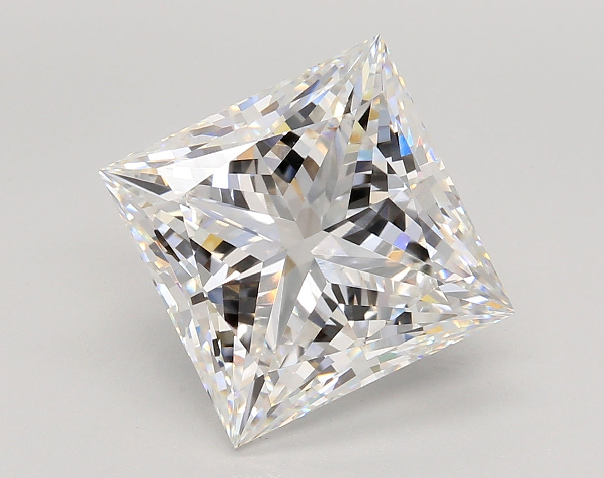 6.03 Carat Princess Shaped, Ideal Cut, E Color, VS1 Clarity, IGI Certified Lab Grown Diamond