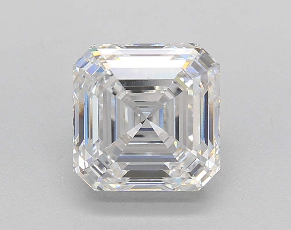 3.10 Carat Asscher Shaped, Ideal Cut, E Color, VVS2 Clarity, GIA Certified Lab Grown Diamond