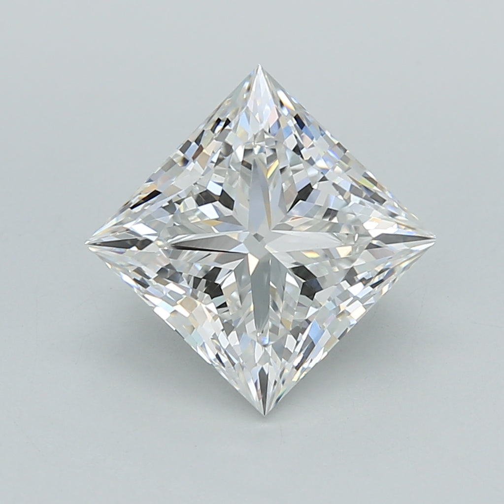 3.03 Carat Princess Shaped, Ideal Cut, F Color, VVS2 Clarity, IGI Certified Lab Grown Diamond