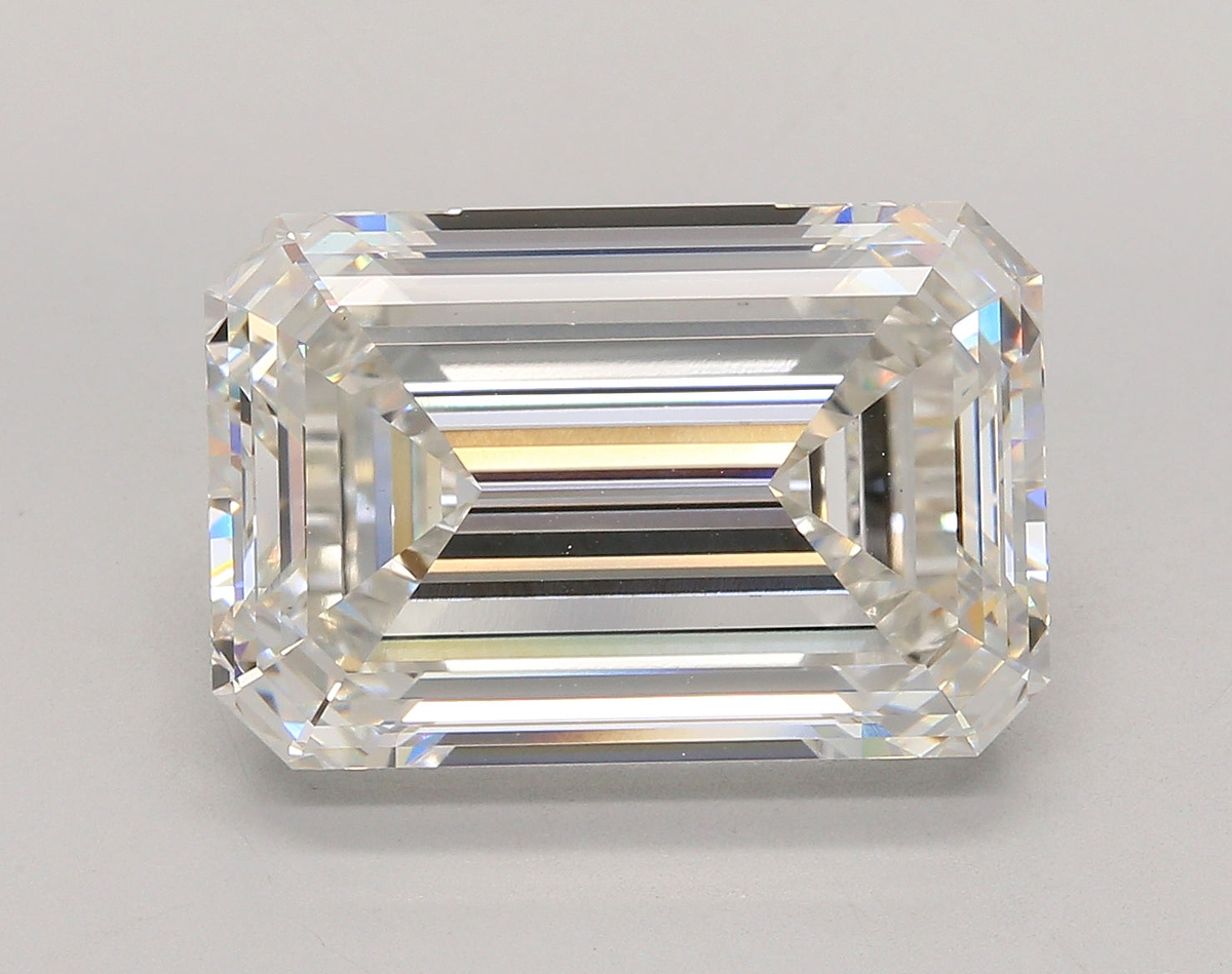 13.73 Carat Emerald Shaped, Ideal Cut, G Color, VVS2 Clarity, IGI Certified Lab Grown Diamond
