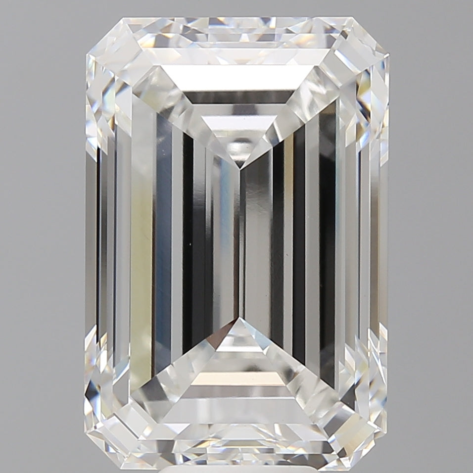 12.50 Carat Emerald Shaped, Ideal Cut, F Color, VVS2 Clarity, IGI Certified Lab Grown Diamond