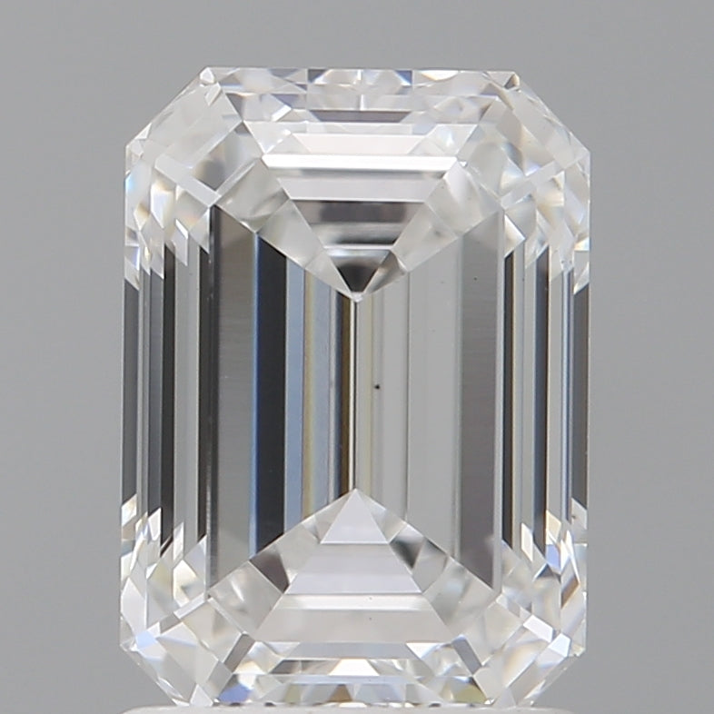 1.58 Carat Emerald Shaped, Ideal Cut, D Color, VVS2 Clarity, IGI Certified Lab Grown Diamond
