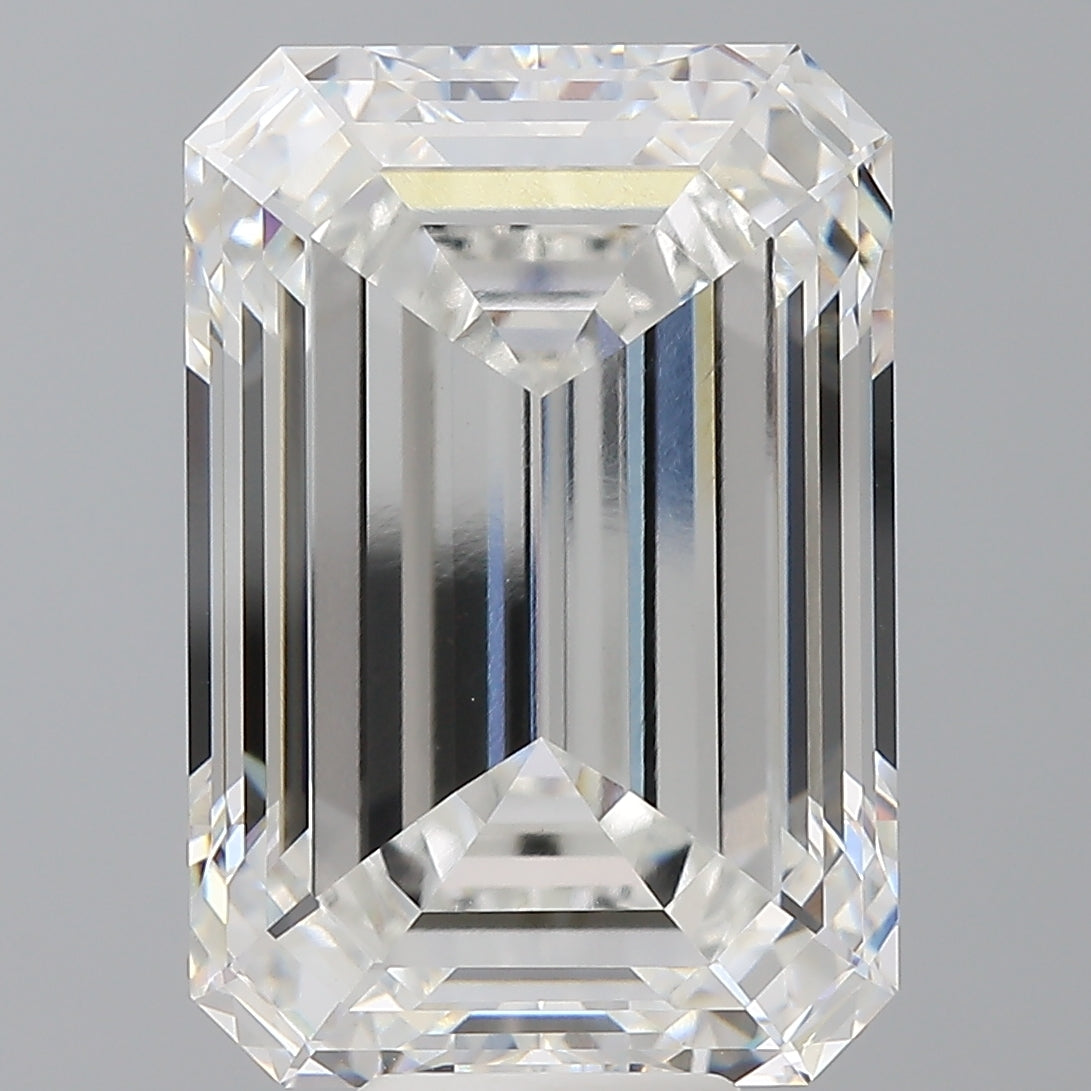12.08 Carat Emerald Shaped, Ideal Cut, F Color, VVS2 Clarity, IGI Certified Lab Grown Diamond