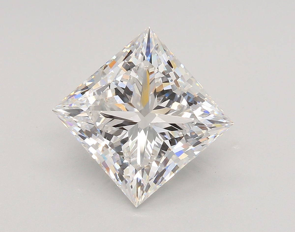 5.09 Carat Princess Shaped, Ideal Cut, E Color, VVS2 Clarity, IGI Certified Lab Grown Diamond