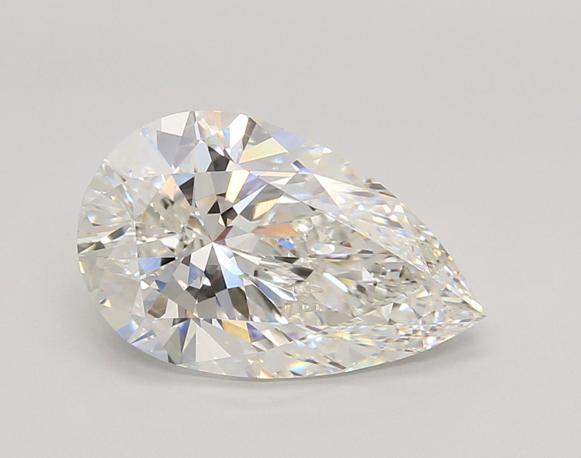 4.07 Carat Pear Shaped, Ideal Cut, F Color, VVS2 Clarity, IGI Certified Lab Grown Diamond