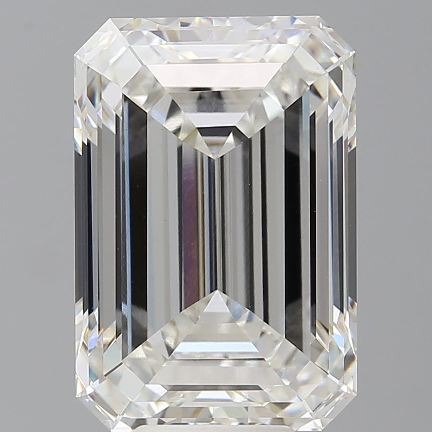 9.09 Carat Emerald Shaped, Ideal Cut, F Color, VVS2 Clarity, IGI Certified Lab Grown Diamond