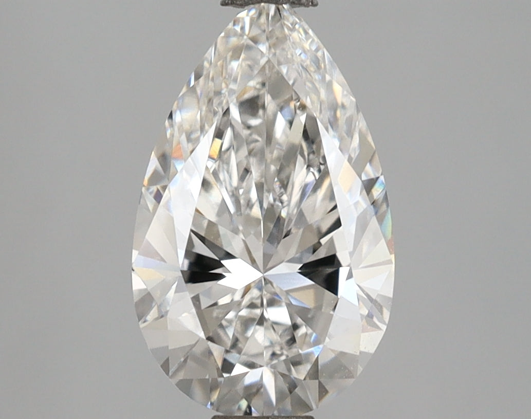 1.76 Carat Pear Shaped, Excellent Cut, D Color, VS2 Clarity, IGI Certified Lab Grown Diamond