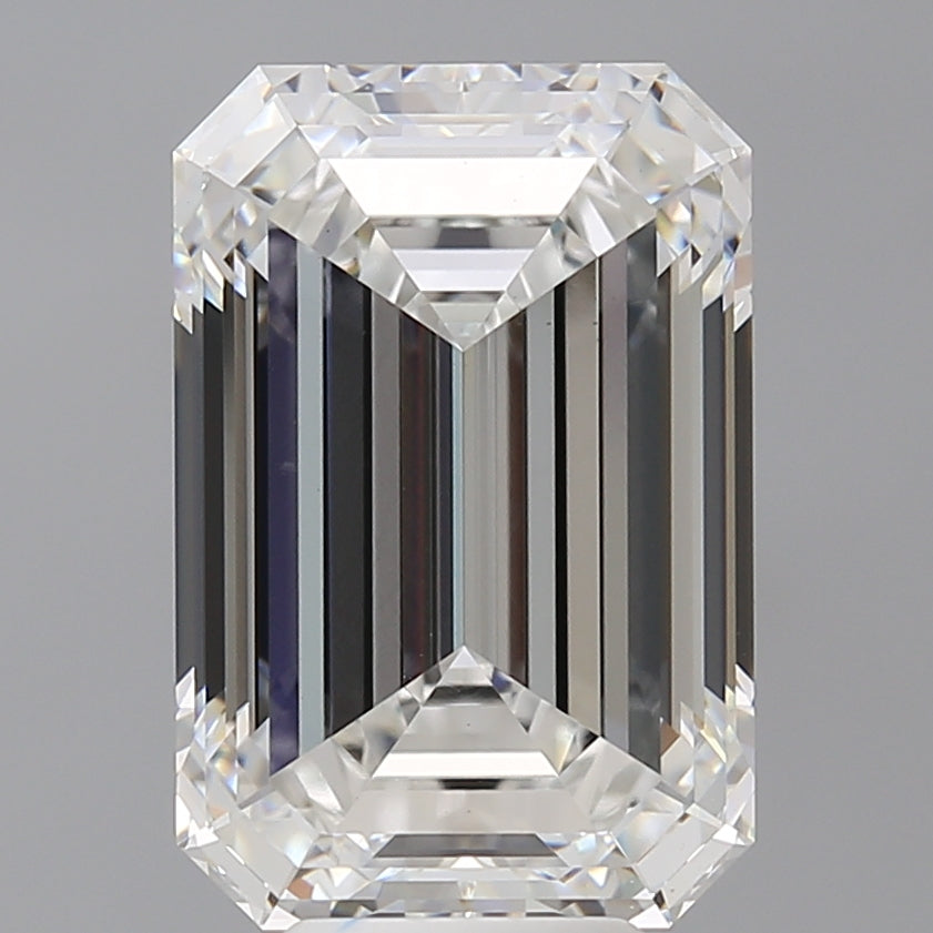7.54 Carat Emerald Shaped, Ideal Cut, F Color, VVS2 Clarity, IGI Certified Lab Grown Diamond