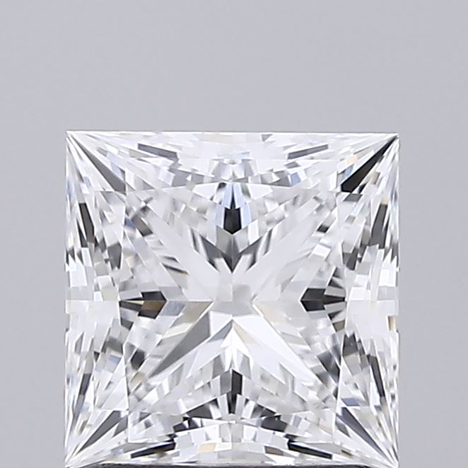 1.55 Carat Princess Shaped, Ideal Cut, D Color, VVS2 Clarity, IGI Certified Lab Grown Diamond