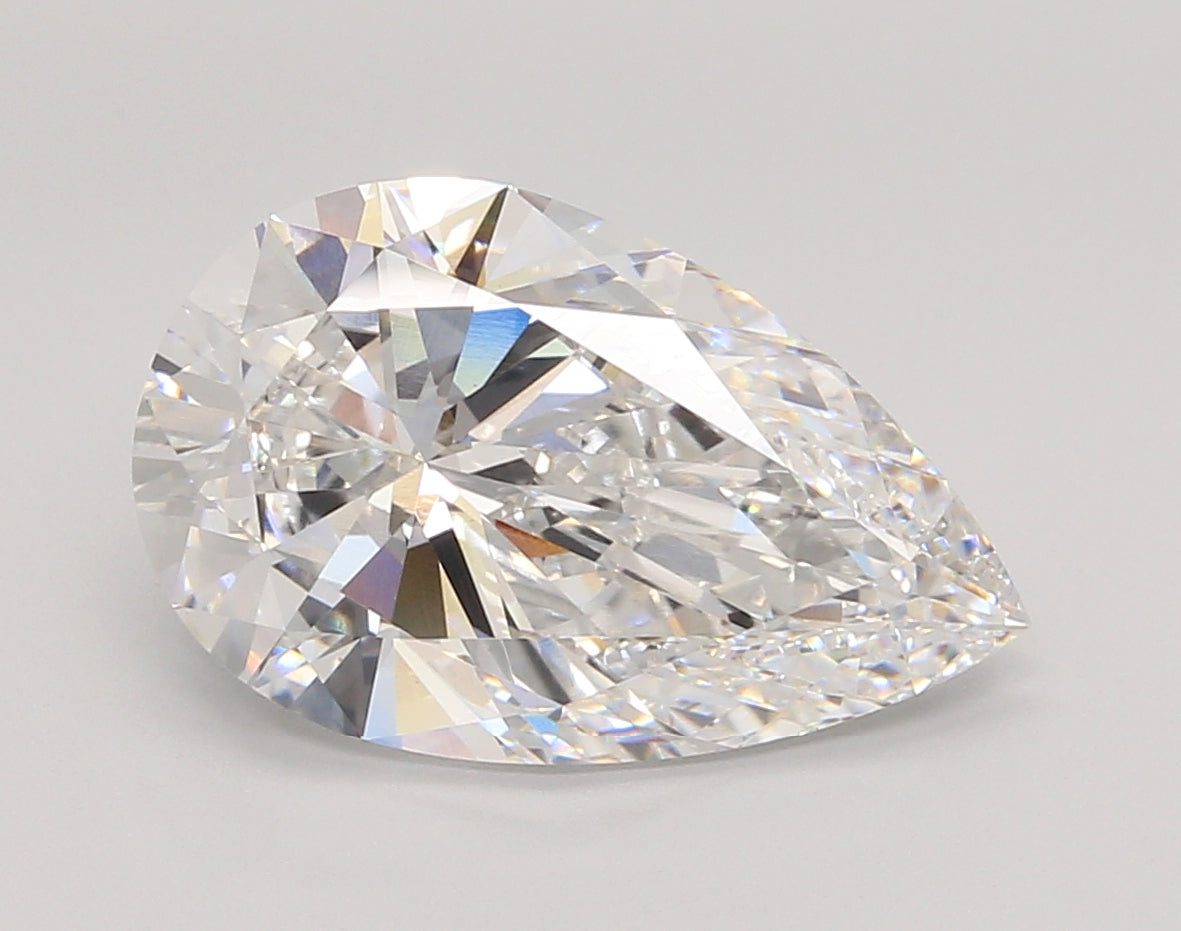 5.02 Carat Pear Shaped, Ideal Cut, D Color, VVS2 Clarity, IGI Certified Lab Grown Diamond