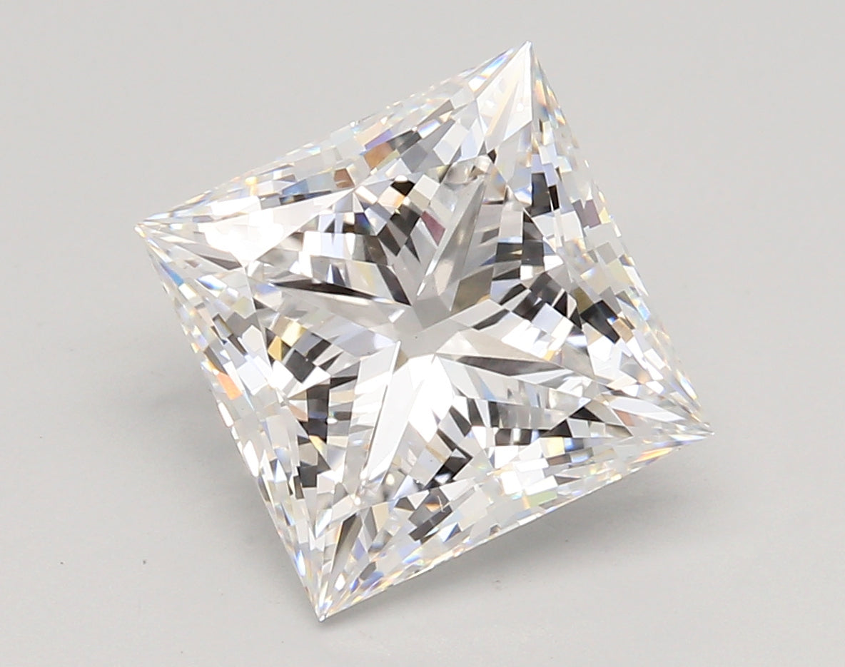 5.06 Carat Princess Shaped, Ideal Cut, E Color, VS1 Clarity, IGI Certified Lab Grown Diamond