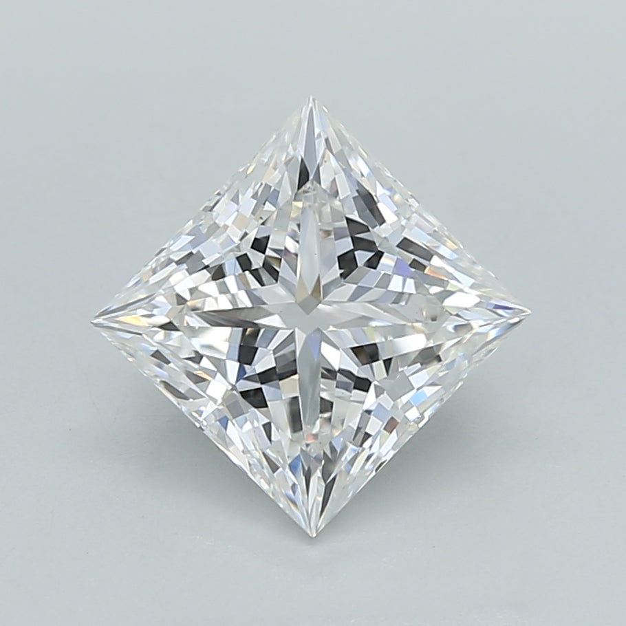 2.02 Carat Princess Shaped, Ideal Cut, D Color, VVS2 Clarity, IGI Certified Lab Grown Diamond