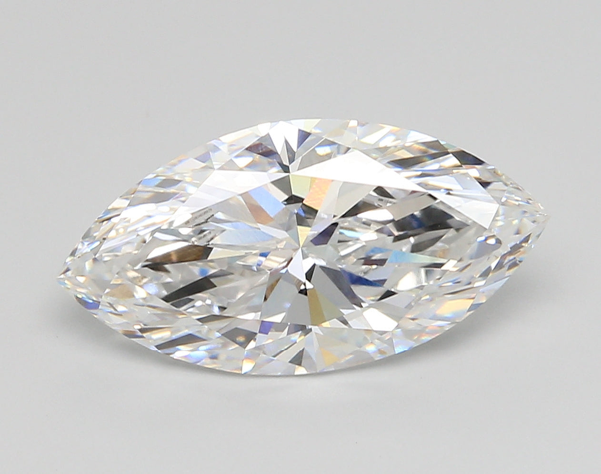 5.06 Carat Marquise Shaped, Ideal Cut, E Color, VVS2 Clarity, IGI Certified Lab Grown Diamond
