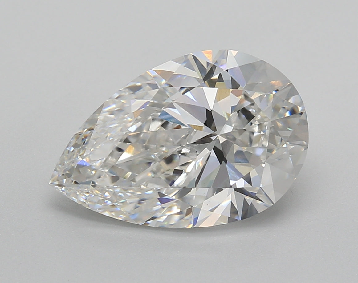 4.02 Carat Pear Shaped, Excellent Cut, F Color, VVS2 Clarity, IGI Certified Lab Grown Diamond