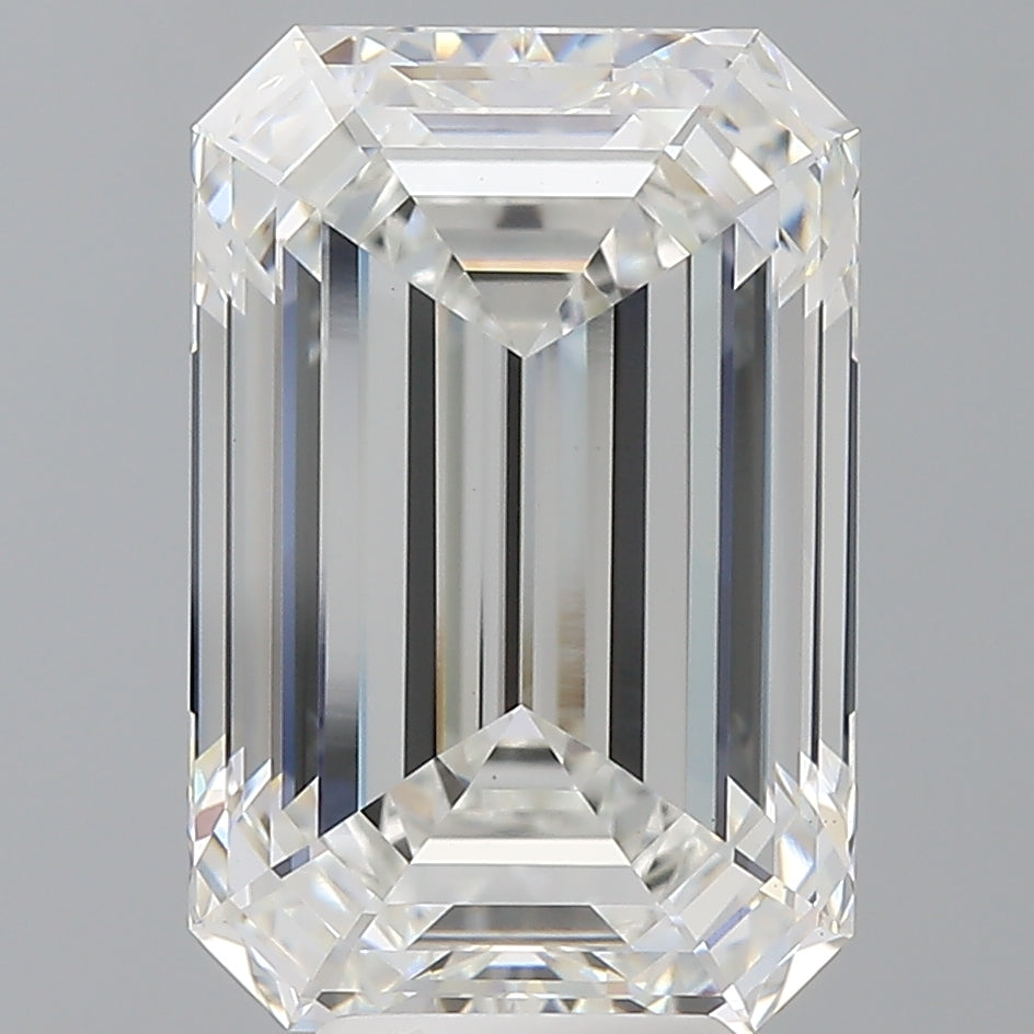 7.60 Carat Emerald Shaped, Ideal Cut, F Color, VVS2 Clarity, IGI Certified Lab Grown Diamond