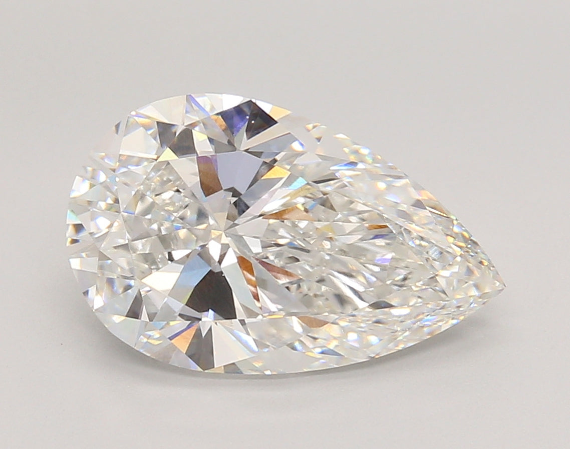 4.04 Carat Pear Shaped, Ideal Cut, F Color, VVS2 Clarity, IGI Certified Lab Grown Diamond