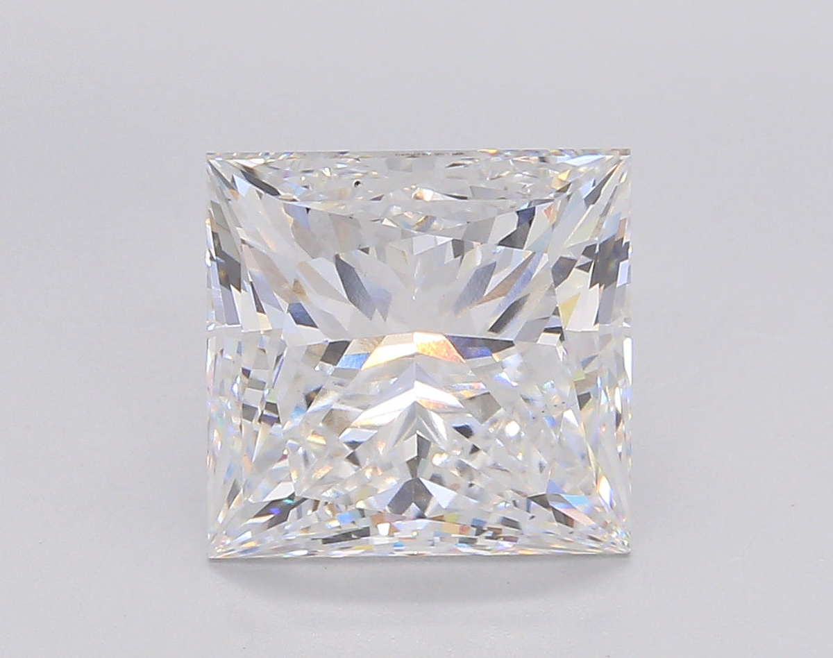 5.52 Carat Princess Shaped, Ideal Cut, E Color, VS2 Clarity, IGI Certified Lab Grown Diamond