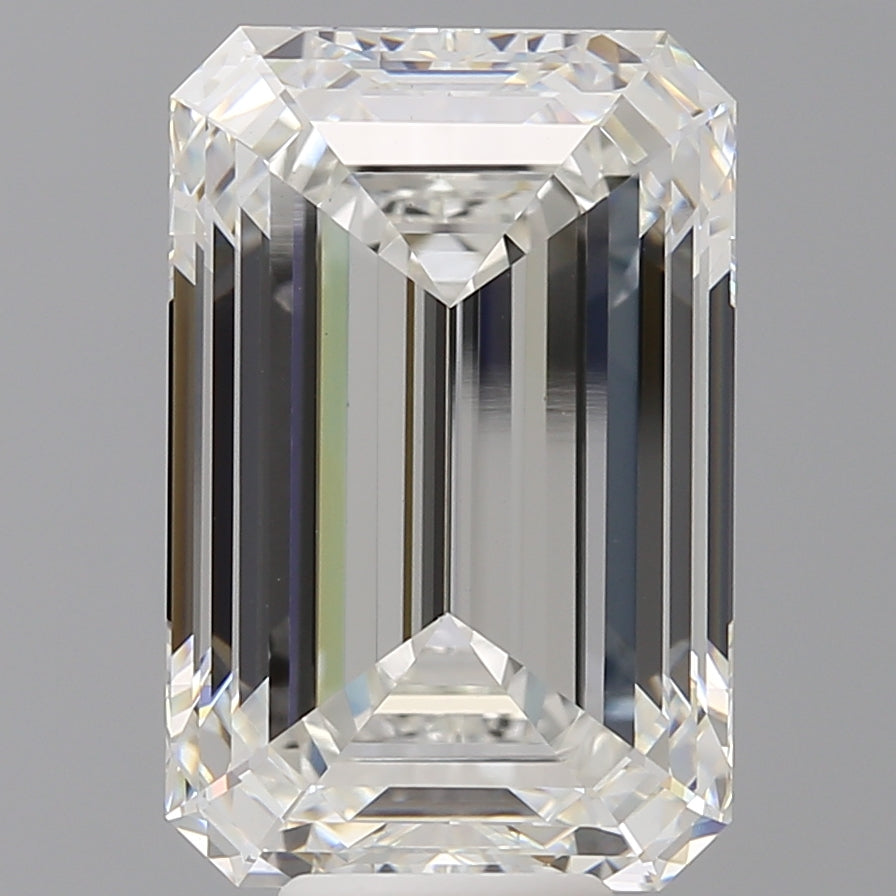 10.05 Carat Emerald Shaped, Ideal Cut, F Color, VVS2 Clarity, IGI Certified Lab Grown Diamond