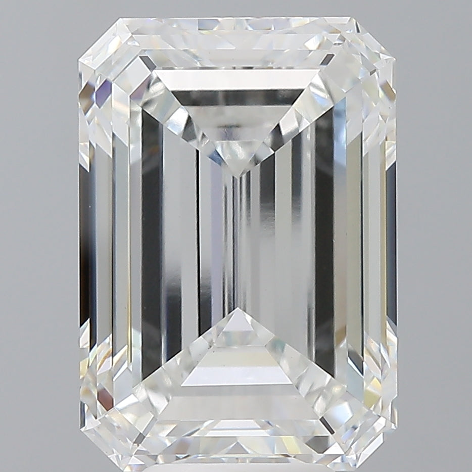 8.07 Carat Emerald Shaped, Ideal Cut, F Color, VVS2 Clarity, IGI Certified Lab Grown Diamond