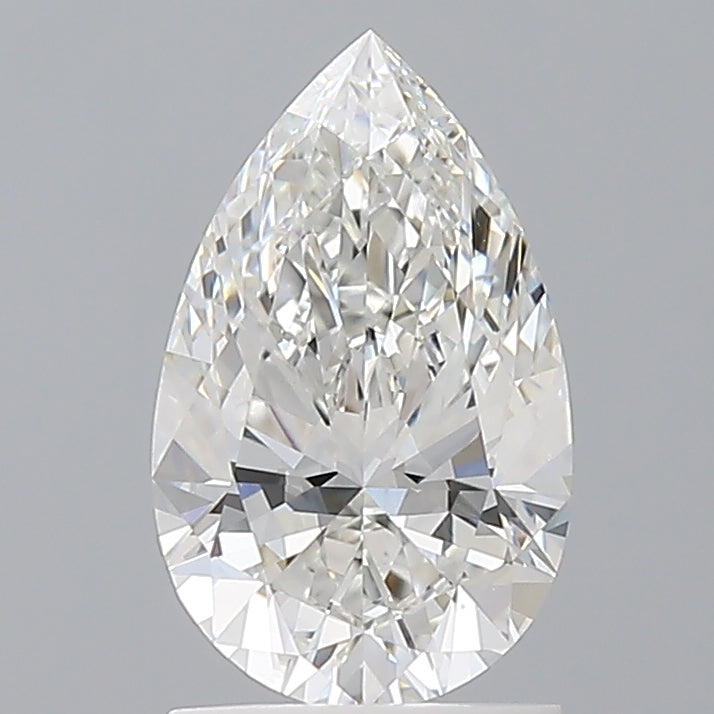 1.55 Carat Pear Shaped, Ideal Cut, F Color, VVS2 Clarity, IGI Certified Lab Grown Diamond