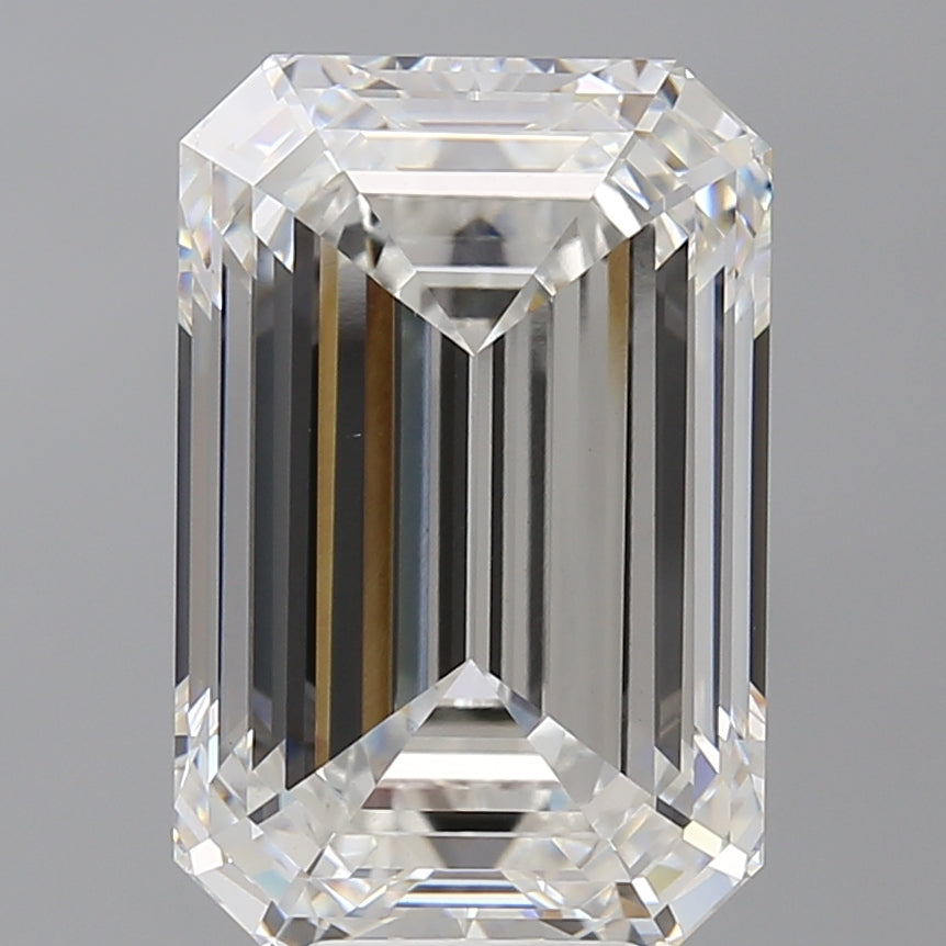 8.57 Carat Emerald Shaped, Ideal Cut, F Color, VVS2 Clarity, IGI Certified Lab Grown Diamond