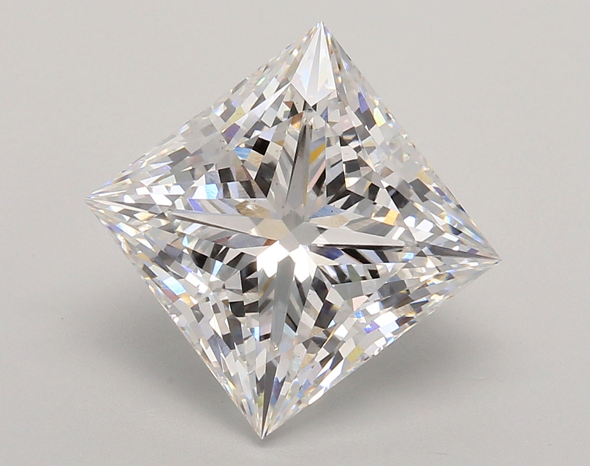 5.53 Carat Princess Shaped, Ideal Cut, E Color, VS1 Clarity, IGI Certified Lab Grown Diamond