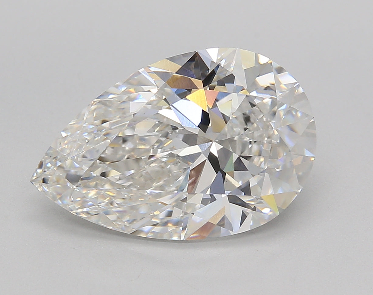 5.01 Carat Pear Shaped, Ideal Cut, F Color, VS1 Clarity, IGI Certified Lab Grown Diamond