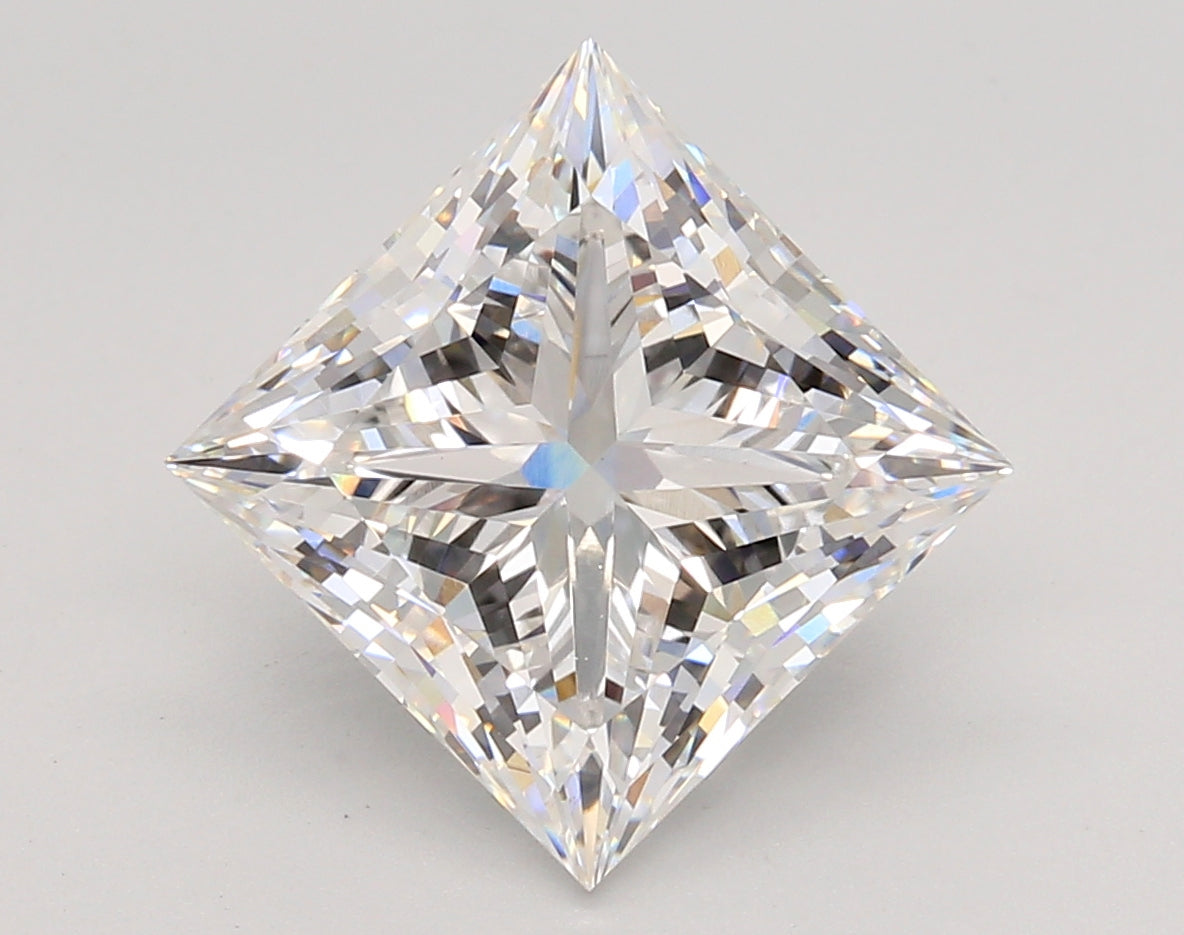 5.06 Carat Princess Shaped, Ideal Cut, E Color, VS1 Clarity, IGI Certified Lab Grown Diamond