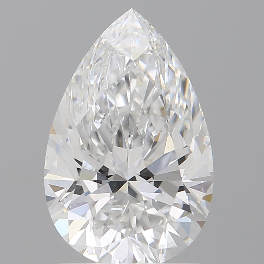 1.57 Carat Pear Shaped, Ideal Cut, E Color, VVS2 Clarity, IGI Certified Lab Grown Diamond