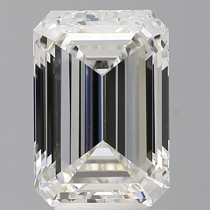 5.44 Carat Emerald Shaped, Ideal Cut, F Color, VVS2 Clarity, IGI Certified Lab Grown Diamond