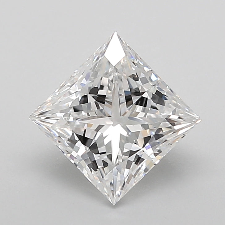 2.55 Carat Princess Shaped, Ideal Cut, D Color, VVS2 Clarity, IGI Certified Lab Grown Diamond