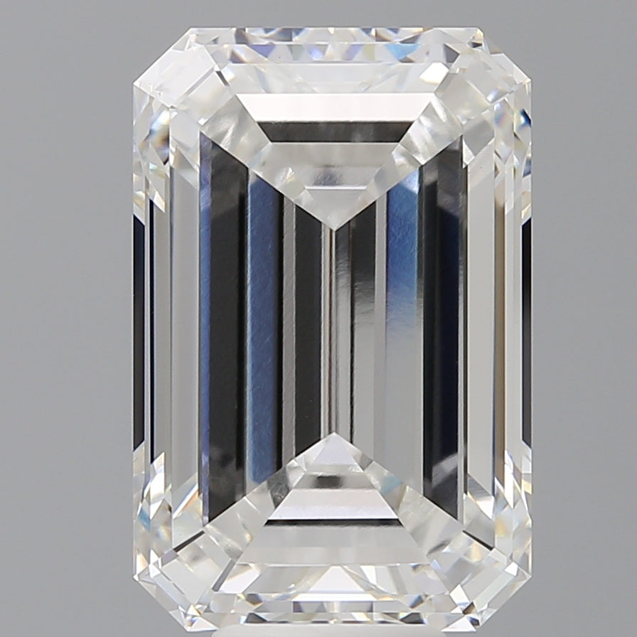 10.09 Carat Emerald Shaped, Ideal Cut, F Color, VVS2 Clarity, IGI Certified Lab Grown Diamond