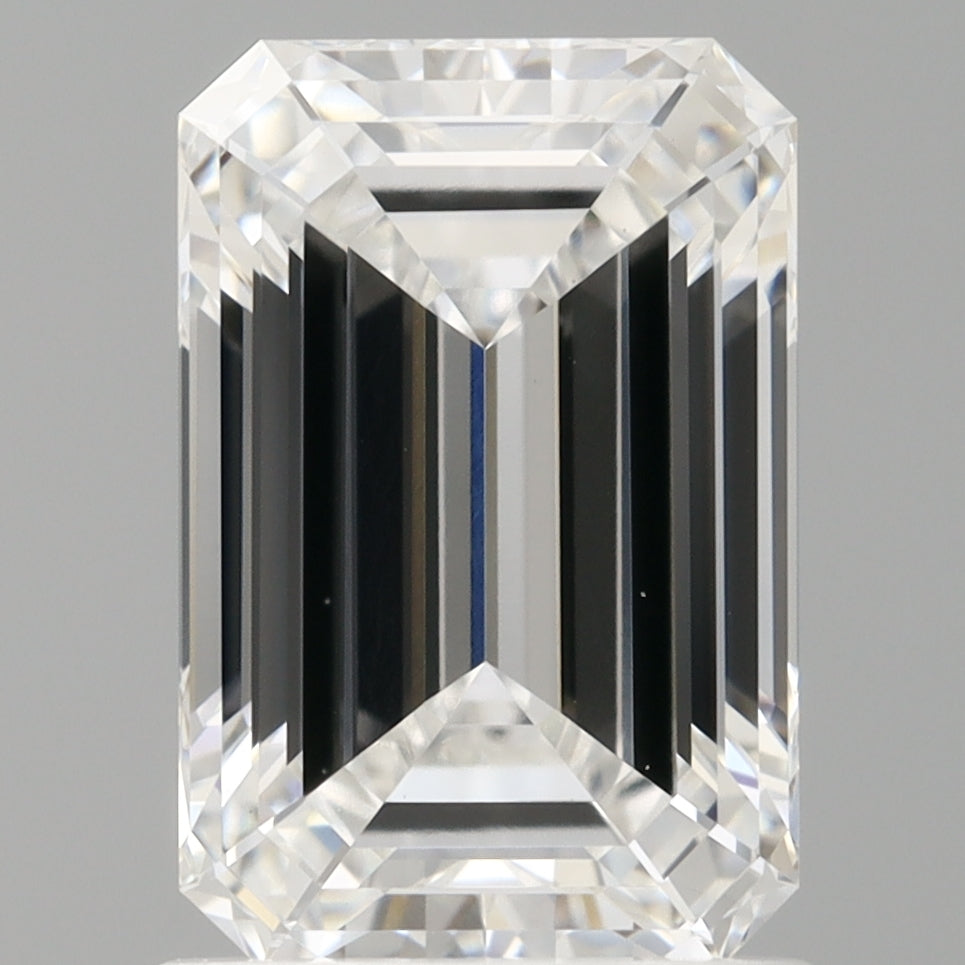 1.59 Carat Emerald Shaped, Ideal Cut, D Color, VVS2 Clarity, IGI Certified Lab Grown Diamond