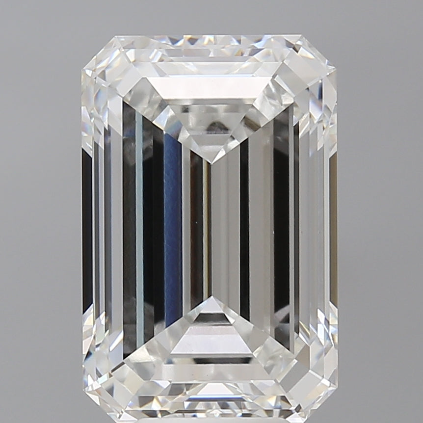 7.60 Carat Emerald Shaped, Ideal Cut, F Color, VVS2 Clarity, IGI Certified Lab Grown Diamond